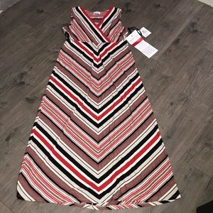 Calvin Klein Maxi. Red, grey, black, cream stripes